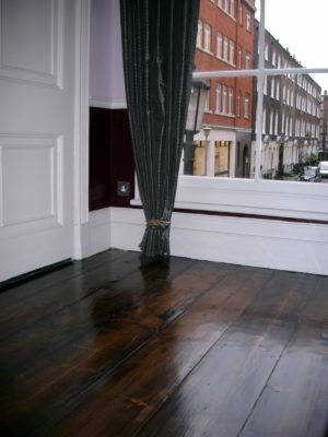 Reclaimed Flooring - Georgian Floorboard - stained and lacquered darkJPG